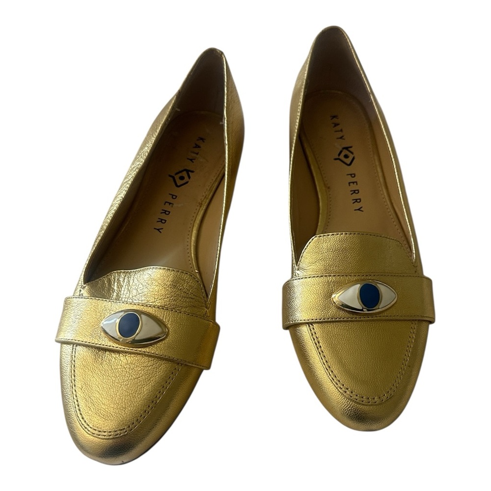 Katy Perry Collections Gold Metallic Eye Loafers - Picture 2 of 5